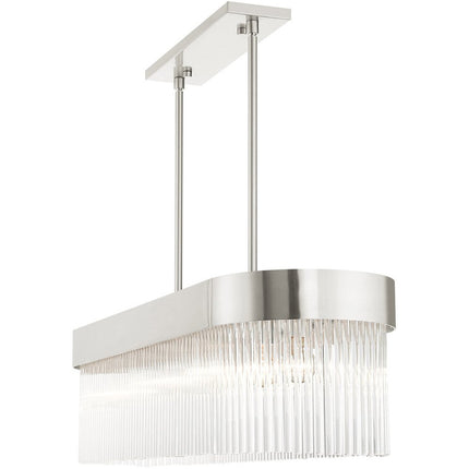 Nickel Six Light Metal Dimmable Chandelier With Shades