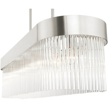 Nickel Six Light Metal Dimmable Chandelier With Shades
