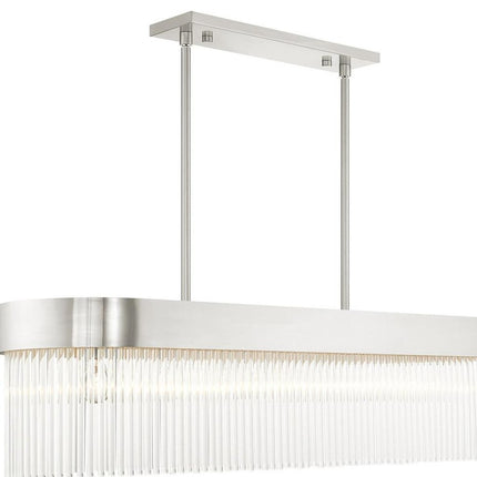 Nickel Six Light Metal Dimmable Chandelier With Shades