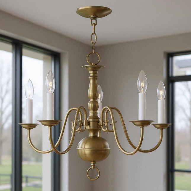 Five Light Dimmable Chandelier With Shades HomeRoots