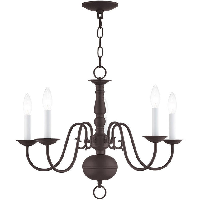 Bronze Five Light Metal Dimmable Chandelier With Shades HomeRoots
