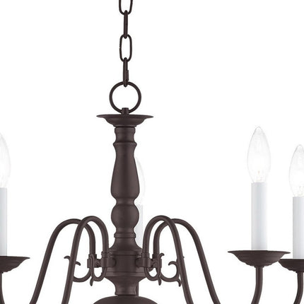 Bronze Five Light Metal Dimmable Chandelier With Shades