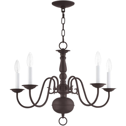Bronze Five Light Metal Dimmable Chandelier With Shades