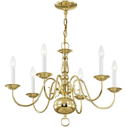 Brass Six Light Metal Dimmable Chandelier With Shades