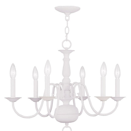 White Six Light Dimmable Chandelier With Shades HomeRoots