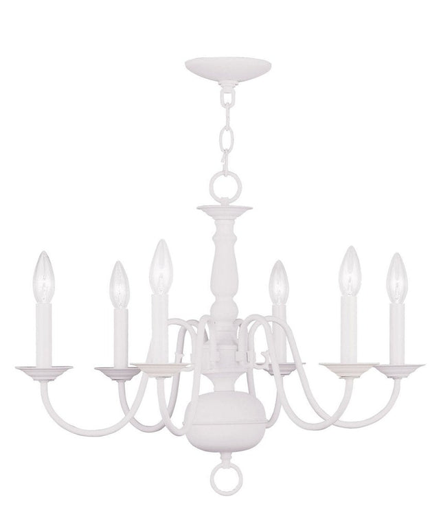 White Six Light Metal Dimmable Chandelier With Shades HomeRoots