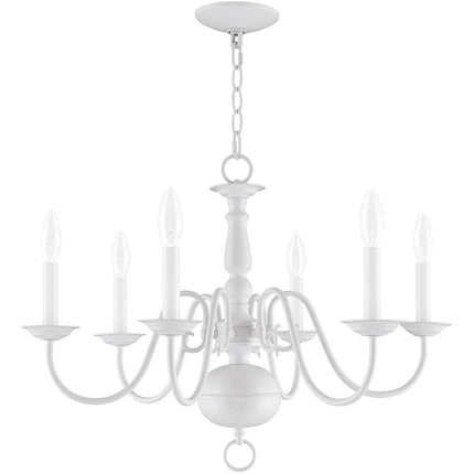 White Six Light Dimmable Chandelier With Shades HomeRoots