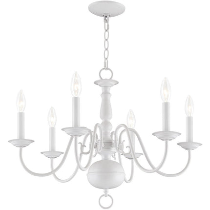 White Six Light Dimmable Chandelier With Shades HomeRoots