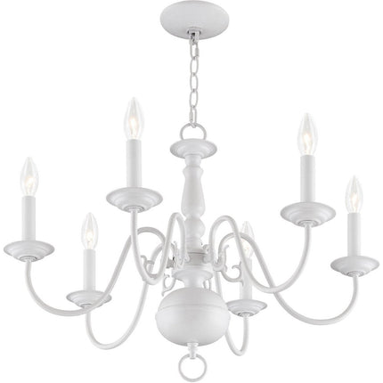 White Six Light Dimmable Chandelier With Shades HomeRoots