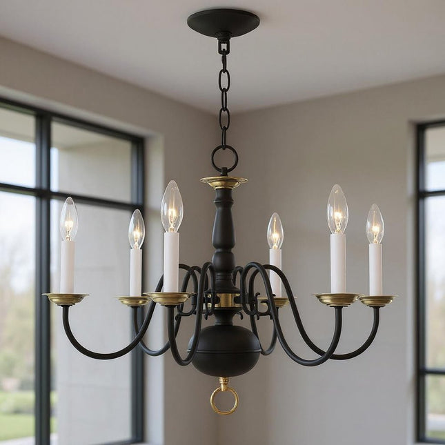 Six Light Dimmable Chandelier With Shades HomeRoots