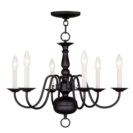 Black Six Light Metal Dimmable Chandelier With Shades