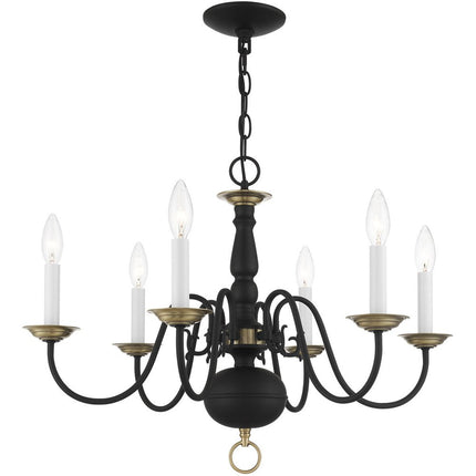 Black Six Light Metal Dimmable Chandelier With Shades