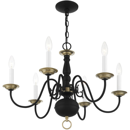 Black Six Light Metal Dimmable Chandelier With Shades
