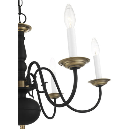 Black Six Light Metal Dimmable Chandelier With Shades