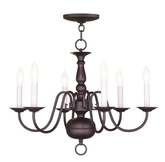 Bronze Six Light Metal Dimmable Chandelier With Shades HomeRoots