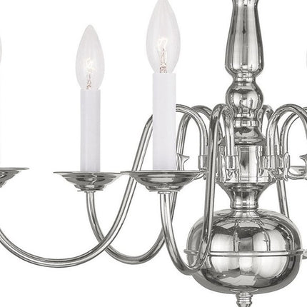 Nickel Six Light Metal Dimmable Chandelier With Shades