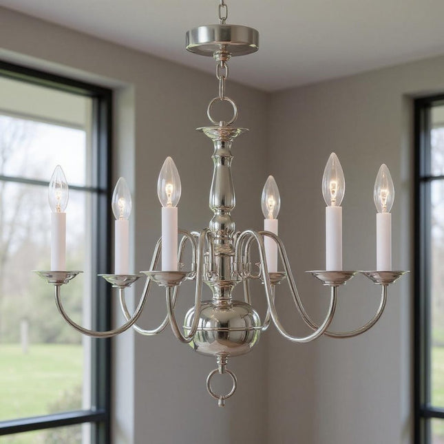 Six Light Dimmable Chandelier With Shades HomeRoots
