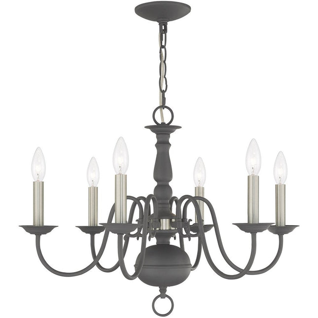 Six Light Dimmable Chandelier With Shades HomeRoots