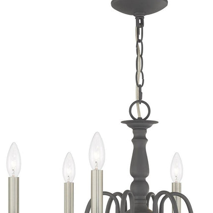 Gray Six Light Metal Dimmable Chandelier With Shades