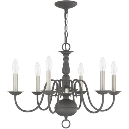 Gray Six Light Metal Dimmable Chandelier With Shades