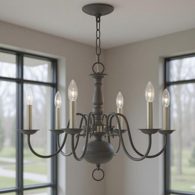Six Light Dimmable Chandelier With Shades HomeRoots