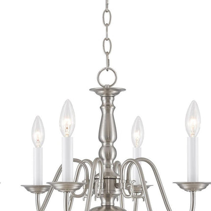 Nickel Six Light Metal Dimmable Chandelier With Shades