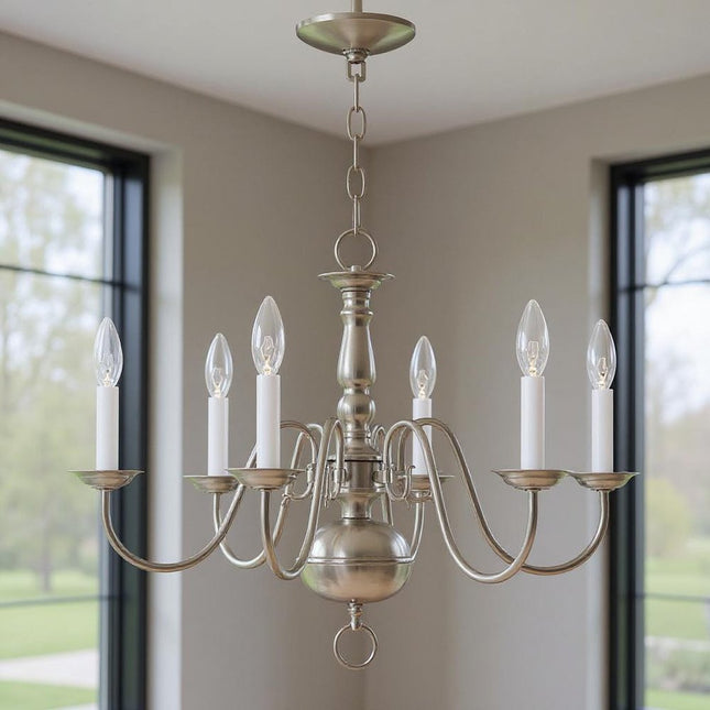 Six Light Dimmable Chandelier With Shades HomeRoots