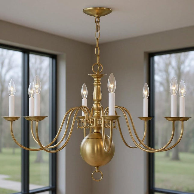 Eight Light Dimmable Chandelier With Shades HomeRoots