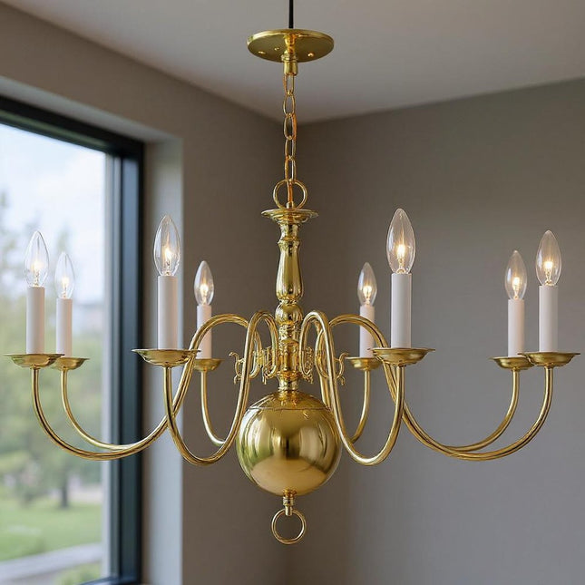Eight Light Dimmable Chandelier With Shades HomeRoots