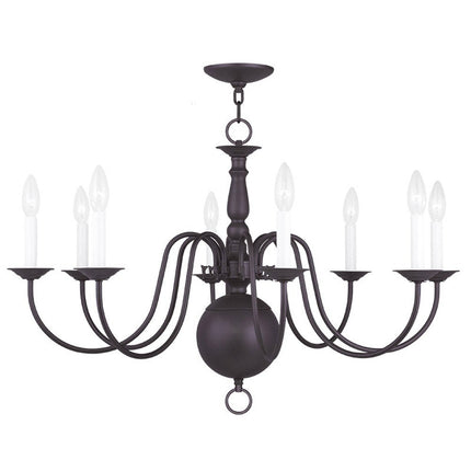 Bronze Eight Light Metal Dimmable Chandelier With Shades HomeRoots