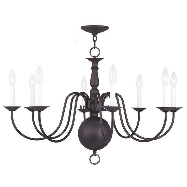 Bronze Eight Light Metal Dimmable Chandelier With Shades HomeRoots