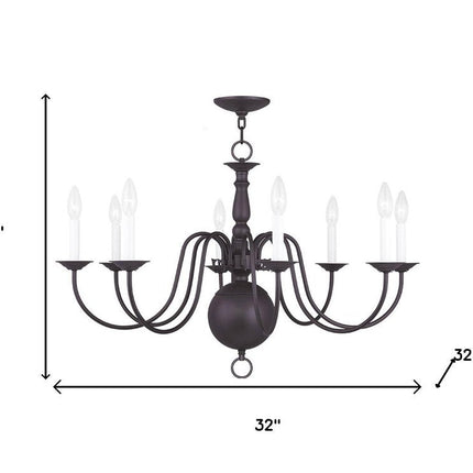 Bronze Eight Light Metal Dimmable Chandelier With Shades HomeRoots