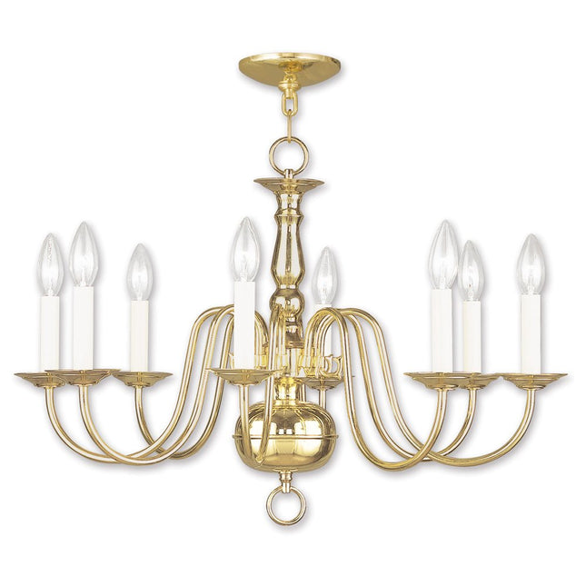 Brass Eight Light Metal Dimmable Chandelier With Shades HomeRoots