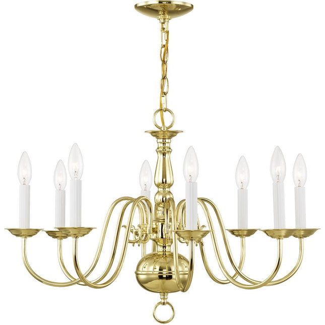 Brass Eight Light Metal Dimmable Chandelier With Shades HomeRoots