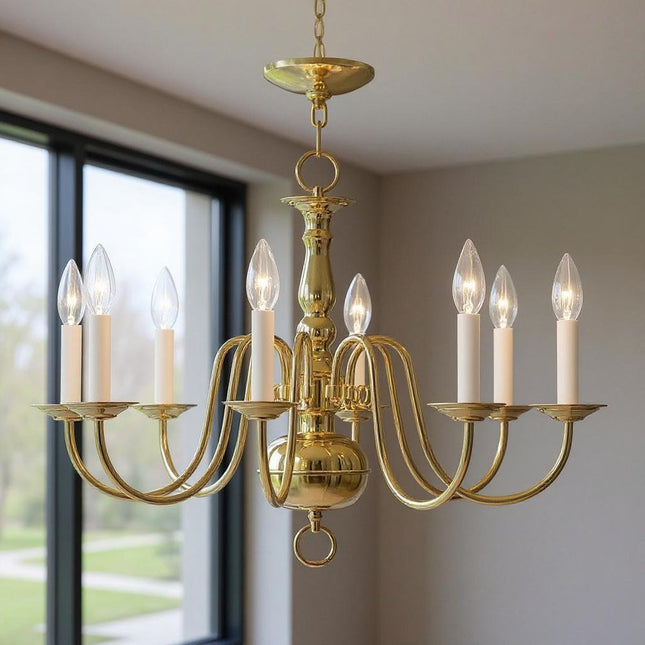 Eight Light Dimmable Chandelier With Shades HomeRoots