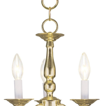 Brass Three Light Metal Dimmable Chandelier With Shades