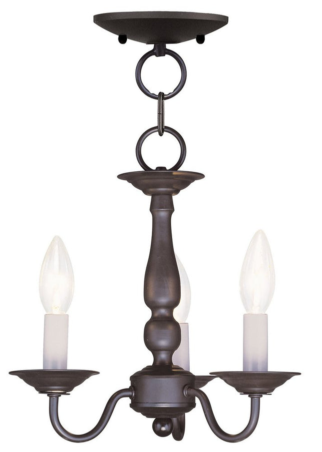Bronze Three Light Metal Dimmable Chandelier With Shades