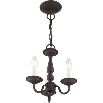 Bronze Three Light Metal Dimmable Chandelier With Shades