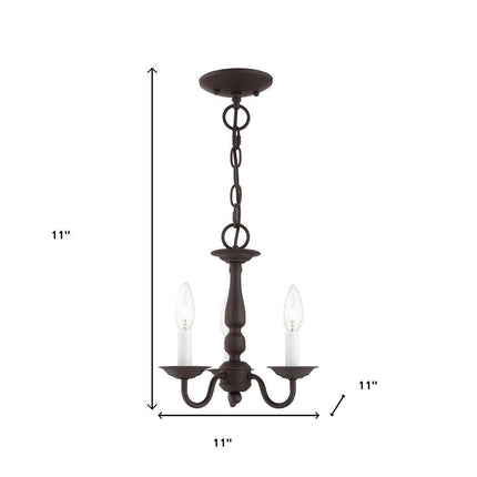 Bronze Three Light Dimmable Chandelier With Shades HomeRoots