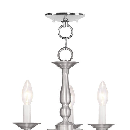 Nickel Three Light Metal Dimmable Chandelier With Shades
