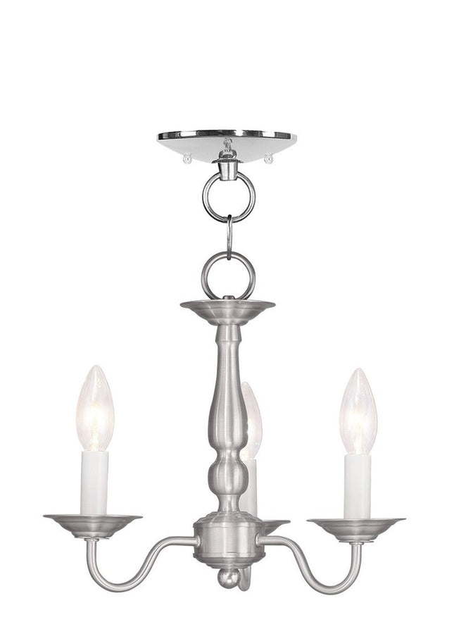 Nickel Three Light Metal Dimmable Chandelier With Shades
