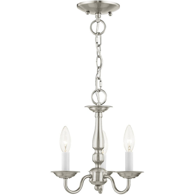 Nickel Three Light Metal Dimmable Chandelier With Shades