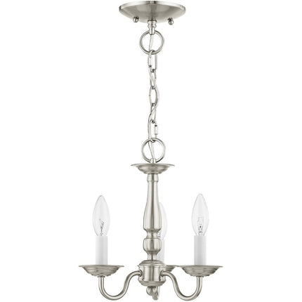 Nickel Three Light Metal Dimmable Chandelier With Shades