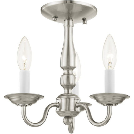 Nickel Three Light Metal Dimmable Chandelier With Shades