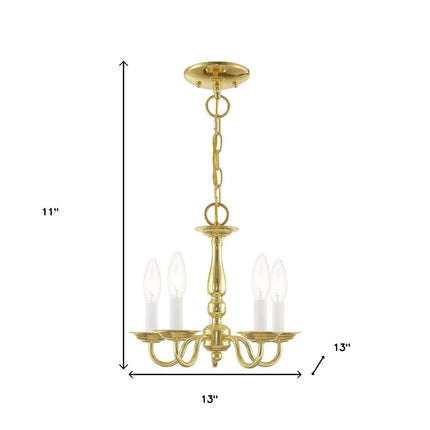 Brass Five Light Metal Dimmable Chandelier With Shades
