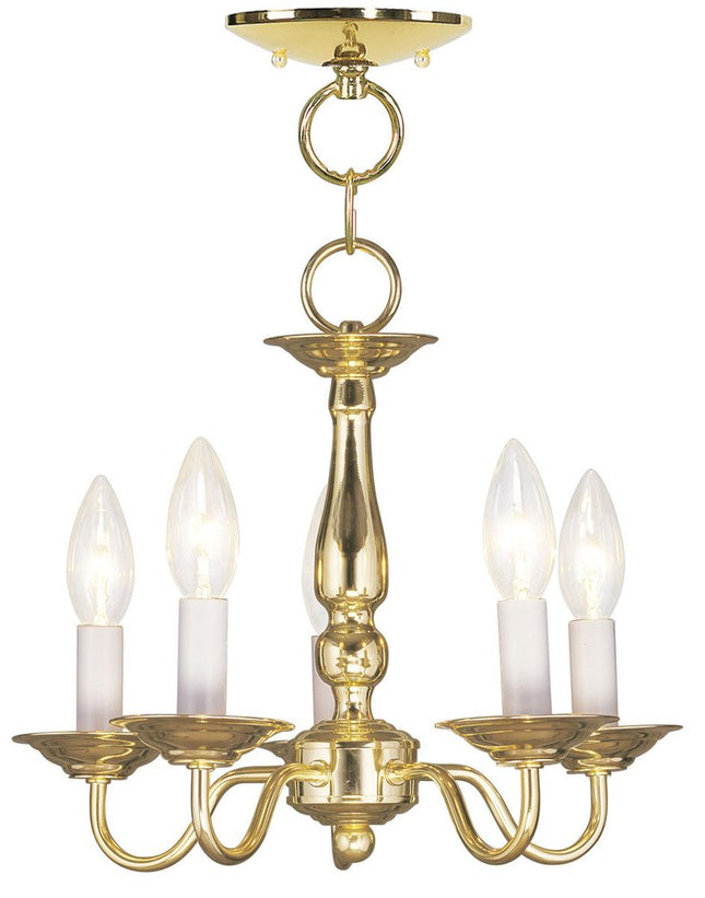 Brass Five Light Metal Dimmable Chandelier With Shades