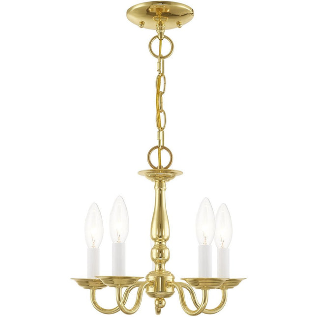 Brass Five Light Metal Dimmable Chandelier With Shades