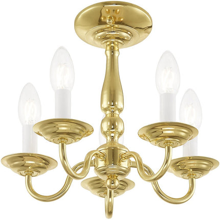 Brass Five Light Metal Dimmable Chandelier With Shades