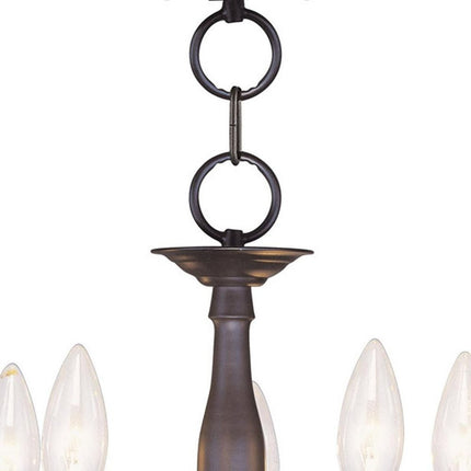 Bronze Five Light Dimmable Chandelier With Shades HomeRoots