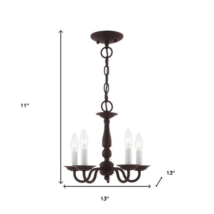 Bronze Five Light Metal Dimmable Chandelier With Shades
